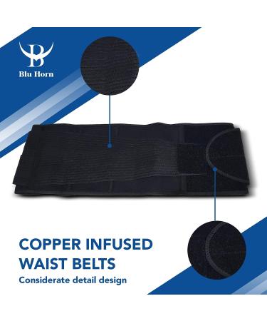 MoveFix Copper Infused Back Brace for Men and Women - X-Large Black - Lower Back Pain Relief, Heavy Lifting Support, Scoliosis - Back Support Belt - Buy Online on GoSupps.com
