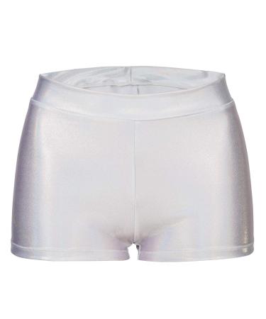 Girls Dance Short Gymnastics Athletic Shorts Sparkle Glitter Tumbling Bottoms Shinny Sliver 7-8 Years