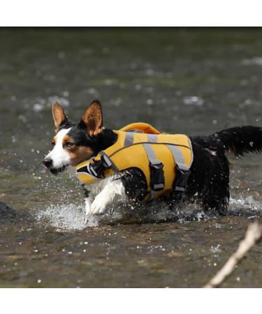 Dog Cock Rescue Vest - Adjustable Reflective Life Jacket for Small Medium & Large Dogs | High Swimming Capacity | Ripstop Bathing Suit - M Yellow - Buy Online on GoSupps.com