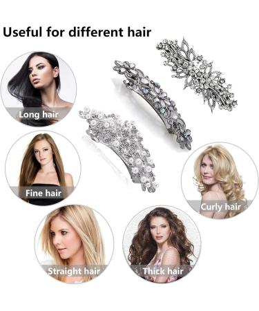 JYTDBCS 3 Pieces Large Diamante Flower Silver Leafy Barrette Vintage Antique Style Hair Clip Crystal Pearl Flower Design Hair Barrette Hair Slide diamante hair clip - Buy Online on GoSupps.com