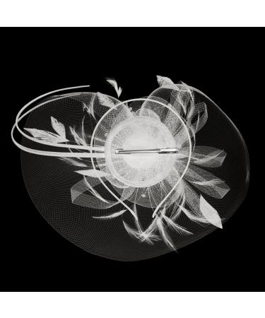 Jiahg Ladies Fascinator Flowers Net Headdress - Elegant White Hair Clip Hat for Parties & Church - Buy Online on GoSupps.com