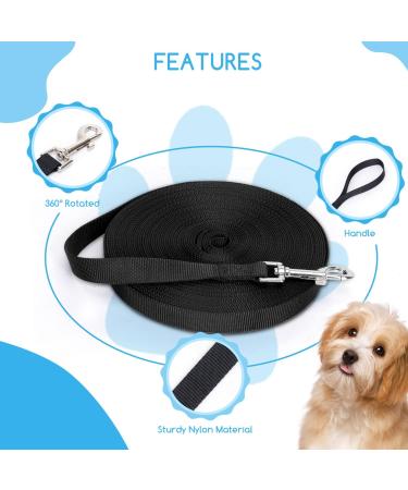 Nobleza 10m Black Dog Training Lead with Padded Handle and Swivel Hook - Durable Nylon Long Line Leash for Pet Recall Obedience Tracking - Buy Online on GoSupps.com