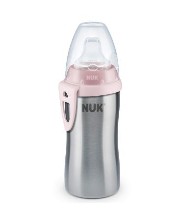NUK Active Cup Toddler's Drinking Bottle  12+ Months  Stainless Steel  Leak-Proof  Anti-Colic  BPA-Free  215 ml  Pink