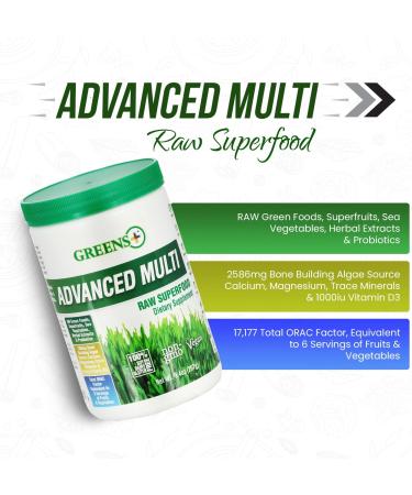 Greens+ Advanced Multi Raw Superfood Powder Healthy Organic Blend Non-GMO Soy/Dairy/Gluten Free Camu Camu Vitamin C Supplement Pure Berry SuperFruit 400mg Vitamin C 120 Veggie Capsules - Buy Online on GoSupps.com