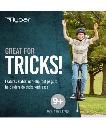 Flybar Foam Master Pogo Stick for Kids Ages 9 & Up - Original Pogostick for Boys & Girls 80-160 Lbs, Black/Silver - Buy Online on GoSupps.com