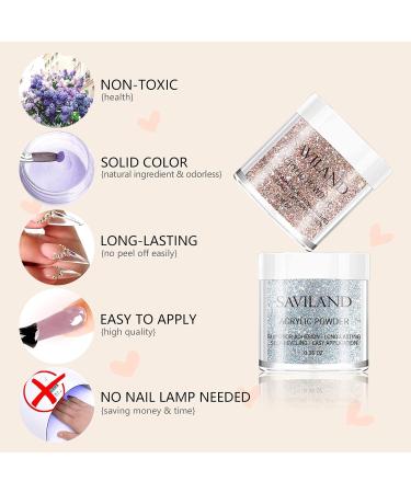 Saviland 10 Colors Acrylic Powder Set for Nail Extension - Professional Glitter White Pink Polymer Colored Acrylic Nail Powder - No Lamp Needed - Buy Online on GoSupps.com