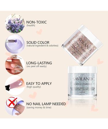 Saviland 10 Colors Acrylic Powder Set - Professional Polymer Colored Acrylic Nail Powder for Nail Extension - Glitter White Pink - No Nail Lamp Needed - Buy Online on GoSupps.com