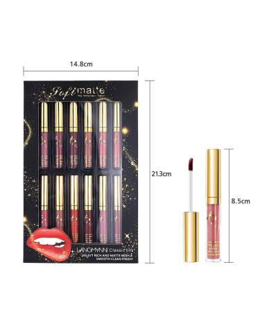 12pcs Matte Velvet Liquid Lipstick Set | Waterproof Long-Lasting Non-Stick Lip Gloss - Sexy Lip Makeup Kit - Buy Online on GoSupps.com