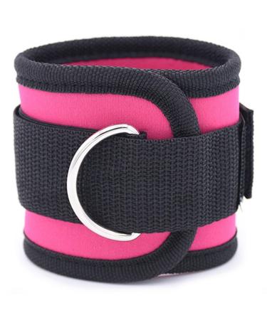 Kecung Adjustable D-Ring Ankle Strap Buckle Body Building Resistance Band Gym Multi Thigh Leg Ankle Cuffs Power Weight Lifting Fitness Rope Rose Red