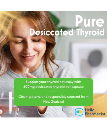 Raw Desiccated Bovine Thyroid 300mg Per Capsule - Energy & Metabolism Support - New Zealand Sourced Grass Fed Freeze-Dried Glandular Bovine Beef Thyroid Non-GMO Tested for Impurities - 60 Capsules - Buy Online on GoSupps.com