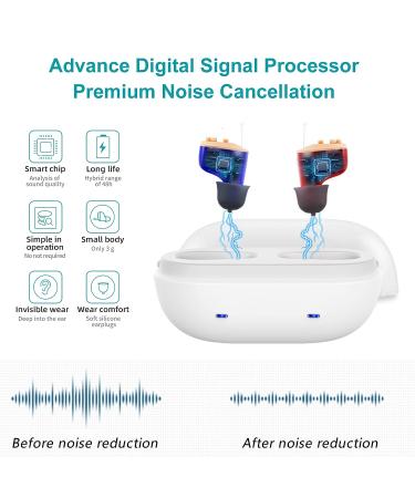 Invisible Digital Rechargeable Hearing Aids for Seniors with Severe Hearing Loss - Noise Cancelling Amplifier (Blue-Red) - Buy Online on GoSupps.com
