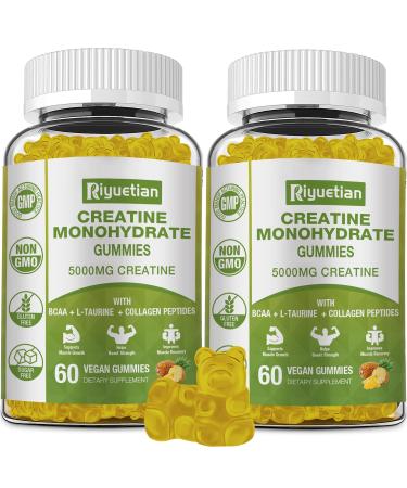 Creatine Monohydrate Gummies Creatine for Men & Women Chewable Creatine for Enhancing Focus and Endurance 5g Creatine per Serving Sugar-Free 120 Count 60 Count (Pack of 2)