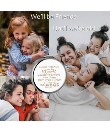 Gift for Friends Women Females Best Friend Friendship Birthday Christmas Gifts Inspirational Gift for Her-Engraved Compact Mirror(Good Friends Are Like Stars) - Buy Online on GoSupps.com