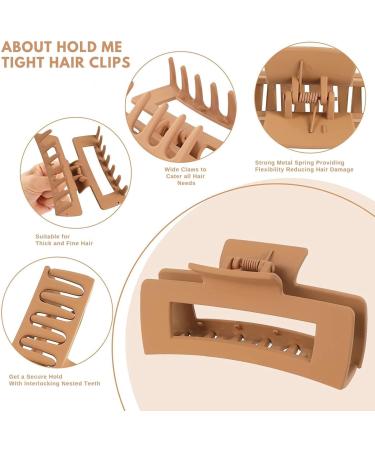 Hold Me Tight 8 Pack 4.3" Inch Large Hair Claw Clips for Women Hair Clips for Thin Thick Curly Hair 90 s Strong Big Grip Matte Banana Clips with Strong Jaws for girls ladies Light - Buy Online on GoSupps.com