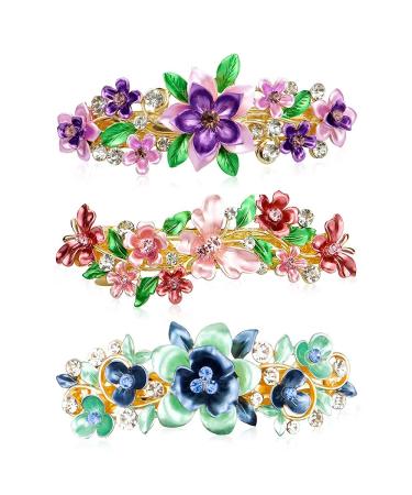 NAIHOD Vintage French Hair Barrettes - Luxurious Flower Leaf Butterfly Hair Clips - 3Pcs Bridal Hair Pins for Women & Girls - Wedding Party Jewelry - Buy Online on GoSupps.com