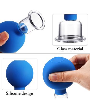 Glass Cupping Set for Face & Body - 2PC Blue Silicone Cups for Muscle Relief and Skin Treatment - Buy Online on GoSupps.com