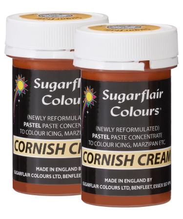 Sugarflair Cornish Cream Pastel Food Colouring Paste Highly Concentrated for Use with Sugar Pastes Buttercream Royal Icing or Cake Mix Subtle Colour Dye - 25g (Pack of 2)