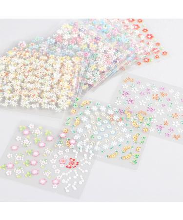30 Sheets Colorful Flower Nail Art Stickers - Self-Adhesive Decals for Women and Girls - Elegant 3D Design with Daisies, Hearts, and Bow Ties - Nail Art Supplies to Enhance Glamour - Buy Online on GoSupps.com