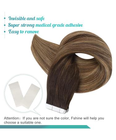FSHINE Brown Balayage Tape-In Hair Extensions 35cm - Real Hair Ombre #2/3/27 50g - Seamless Brown to Blonde Extensions - Buy Online on GoSupps.com
