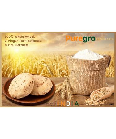 Puregro CHAKKI ATTA 10Kg | 100% Whole Wheat Traditional Indian Flour | Make Rotis & Chappatis | Made with Sharbati Wheat - Buy Online on GoSupps.com