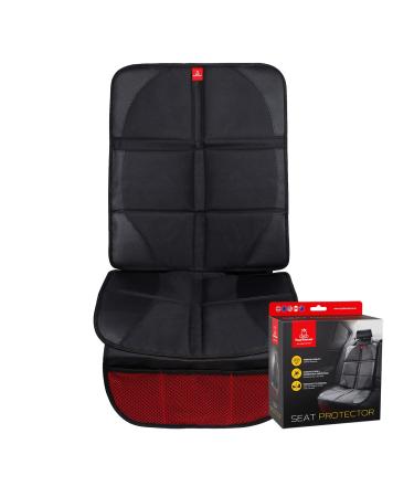 Royal Rascals Car Seat Protector For Child Seats Padded Car Seat Covers with Headrest Fastener Car Seat Cover with Organiser Pockets & Liners Universal Seat Covers For Cars Black & Red Single