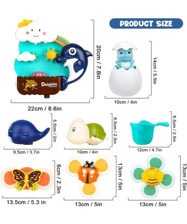 Joyreal Baby Bath Toys - Toddler Bath Toy for 18+ Months Baby Bath Tub Toy with 3 Suction Cup Spinner Toys & 2 Wind Up Bath Toys Gift for Boys Girls for 2 3 4 5 Year Old Standard Edition - Buy Online on GoSupps.com