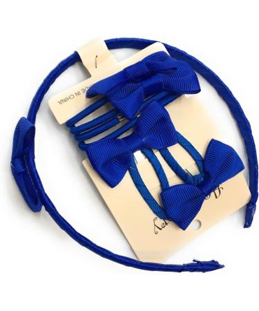 7 PIECE SCHOOL COLOURS Hair Bow Snap Clips SET ALICE BAND PONIOS PonyTail Holder Headband - Royal Blue - Buy Online on GoSupps.com