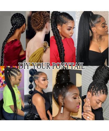 24 Inch 1B Wrap-Around Long Braids Ponytail Extension for DIY Hair Styles | Reusable Woman Braiding Ponytail | Sharopul - Buy Online on GoSupps.com