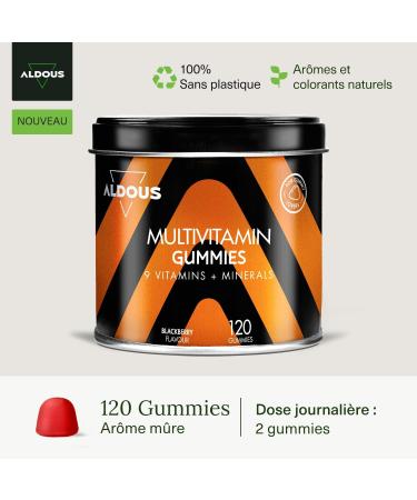Multivitamin & Mineral Gummies | 120 Natural Blackberry Flavor Gummies | 12 Vitamins and Minerals | Vitamins C D B12 E A B6 B5 Biotin Folic Acid Zinc Iodine Choline - Buy Online on GoSupps.com