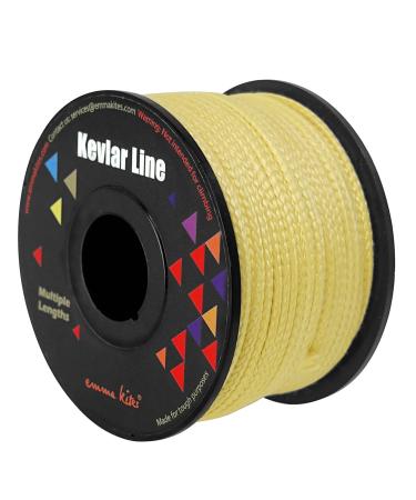 emma kites 100% Kevlar Braided String Utility Cord 1002000lb High Strength, Abrasion/Flame Resistant, Tactical Survival Cord Fishing Tackle Assist Cord Model Rocket Paracord Trip Line Kite Bridles Camping Cordage All Yellow 550Lb | 50Ft