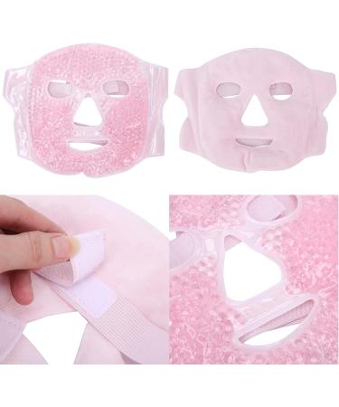 Reusable Gel Beads Face Mask Hot Cold Compress Cooling Relaxing Facial Gel Mask (Pink) for SPA Temperature Storage Soft Fabric Elastic Band - Buy Online on GoSupps.com