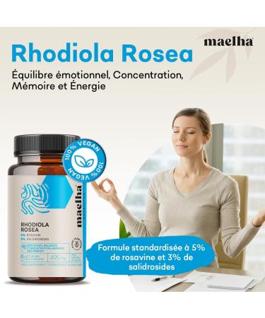 Rhodiola Rosea Fort | High Titration Supplement 5% Rosavine 3% Salidrosides | 60 Capsules | 100% Natural - Buy Online on GoSupps.com