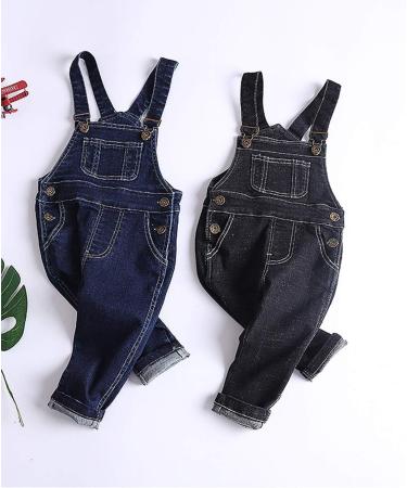 KIDSCOOL SPACE Baby & Little Boys/Girls Water Washed Ripped Soft Denim Overalls 6-12 Months Blue-2081 - Buy Online on GoSupps.com