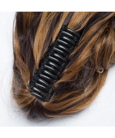 SEGO Ponytail Extension - Pfervie Hair Part Wavy Top Piece Dark Brown & Sandy Blonde 110G-12 (30cm) - voluminous real hair look - Buy Online on GoSupps.com