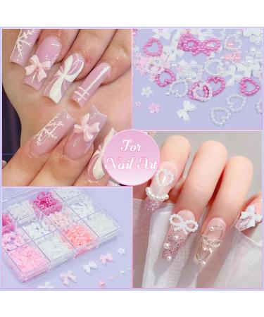 Shop 3D Pink Nail Charms: Bows Flowers & Pearls for DIY Manicure Accessories - International Shipping - Buy Online on GoSupps.com