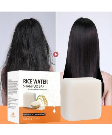 HOUXIANDOU Rice Water Shampoo Bar Rice Shampoo Bar Hydrating & Moisturizing Natural Hair Soap Shampoo & Conditioner Bar For Damaged Thinning Hair 2 Pcs - Buy Online on GoSupps.com