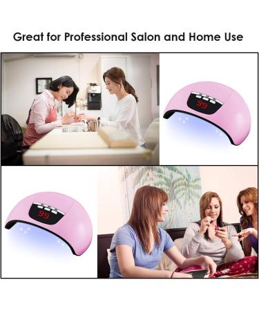 Eurobuy Nail Dryer 54W 18 UV LED Nail Lamp Fast Curing USB Nail Dryer with 3 Timer Setting Automatic Sensor LCD Display Nail Lamp for Gel Polish UV LED Gel Nail Art Manicure Pink - Buy Online on GoSupps.com