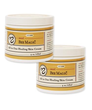 Sweet Bee Magic- All In One Healing Skin Cream Skin Healing Ointment Bee Magic Medicine Certified Organic All Natural Made By Nature Small Batch Crafted 2 Count (4 Oz Jar)