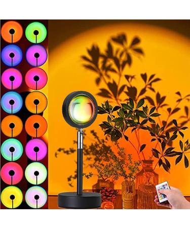 Sunset lamp 16 colors sunset lamp usb sun lamp 180 rotatable sunset light with remote control led projector sunlight lamp sunrise lamp for selfie lighting party decoration 16 colors with remote control