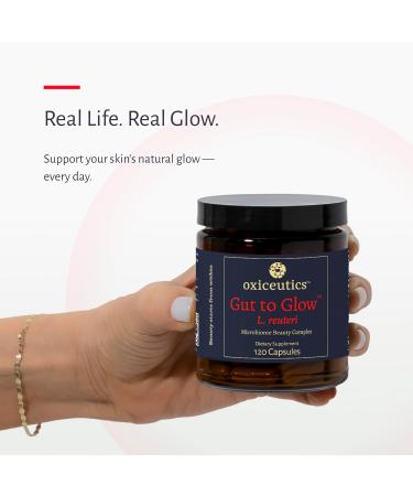 Oxiceutics Gut to Glow l reuteri probiotics by Author Dr. William Davis. Supports Gut-Skin-Axis with Marine Collagen & Hyaluronic Acid -Dr. formulated probiotics for Women - Buy Online on GoSupps.com