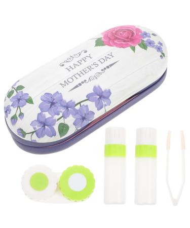 Solustre 1 set of double-layer glasses case holder for glasses stand sunglasses for children mini-terrarium sunglasses case and solution travel set for contact lens containers leather PU purple 16.5x7x5.5cm