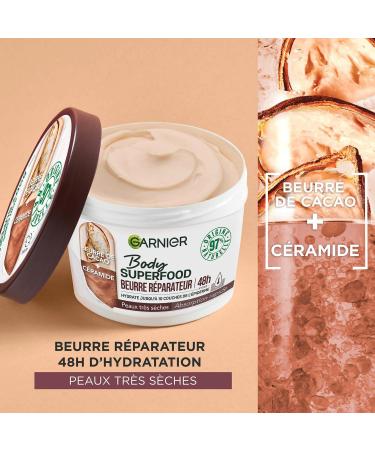 Garnier - Body Superfood - Repair Body Cream - 48H Hydration - Vegan & 97% Natural Formula - Cocoa Butter & Ceramide - For Dry Skin - 380ml - Buy Online on GoSupps.com