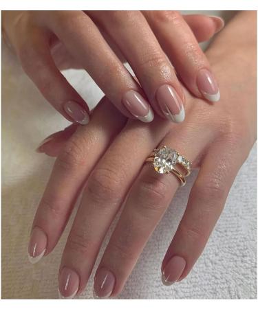 White French Tip Semi Cured Gel Nail Strips Stickers Short Square Gel Nails Wraps with File 16 Pieces Glossy Soft Self-Adhesive Salon-Quality Uv/LED Lamp Required - Buy Online on GoSupps.com