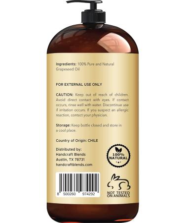 Premium 100% Pure Grapeseed Oil - 828 ml - Therapeutic Grade Carrier Oil for Skin & Hair - Moisturizing & Aromatherapy - Pack of 1 - Buy Online on GoSupps.com