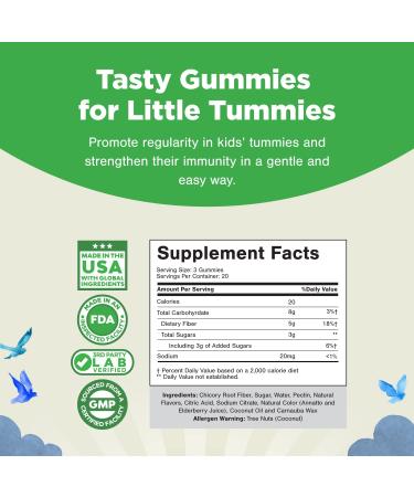 Kids Fiber Gummy Prebiotics Supplement - Digestive Health & Immune System Support - Constipation Relief & Gut Repair - Delicious Gummy Vitamins - Buy Online on GoSupps.com