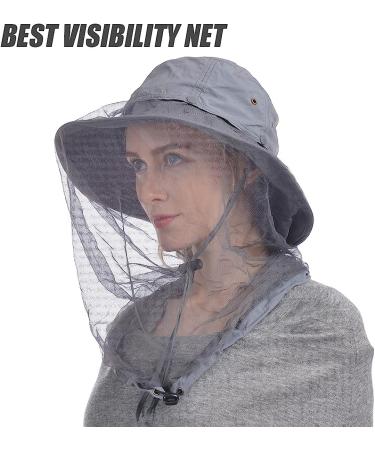 USHAKE Safari Hat with Hidden Net Mesh - Grey | Sun Protection Bucket Hat for Outdoor Activities - Buy Online on GoSupps.com
