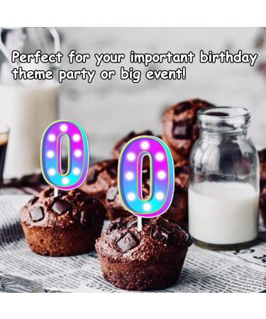 18pcs Blue Fluorescence Number 0 Dessert Cupcake Topper Number Combination Theme Decoration Supplies Happy Birthday Engagement Wedding Anniversary Party Decor Supplies - Buy Online on GoSupps.com