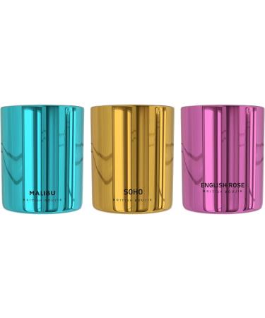 Soho Malibu English Rose Luxury Candle Gift Set - 3 x 80gm Natural Wax Candles - Long Burn Time - Luxurious Fragrance - Gifts for Women & Men - Buy Online on GoSupps.com