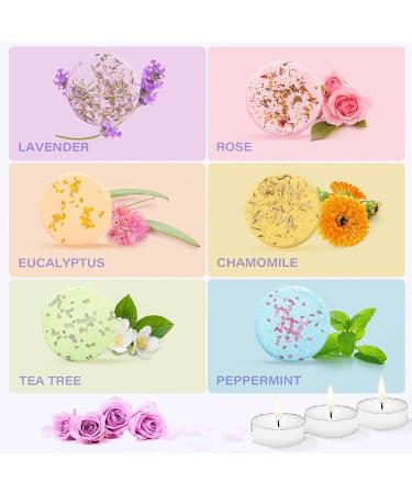 6-Piece Essential Oil Shower Steamers & Tea Candle Bath Bombs Set for Women | Pure Essential Oils | Home Spa Gift | Mother's Day Idea - Buy Online on GoSupps.com