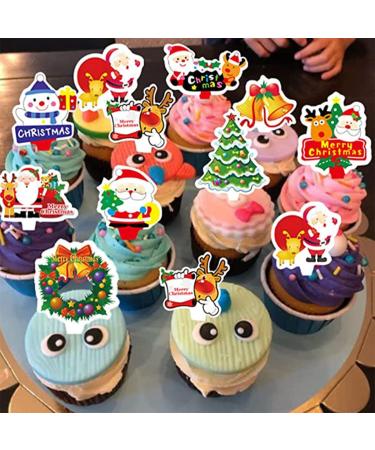 GULELAYAR 50/500 Pieces Christmas Cupcake Toppers Cute Cake Decorations Snowman Santa Claus Reindeer Elf Bells Cake Toppers Picks for Christmas Cake Decor Party Holiday Supplies Favors (500 Pieces) - Buy Online on GoSupps.com